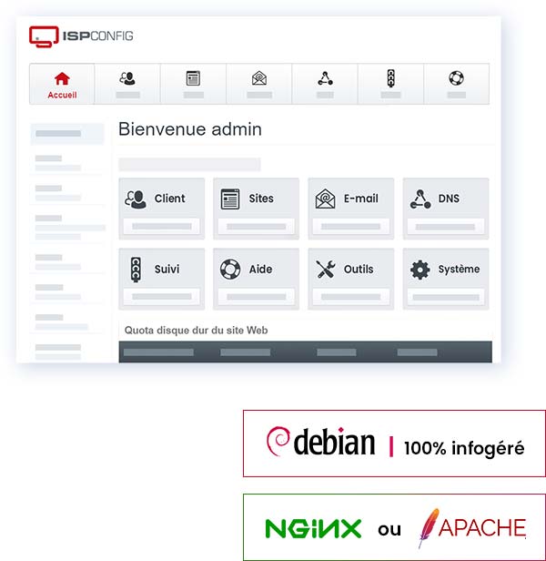 Panneau de contrôle web ISPConfig avec Debian